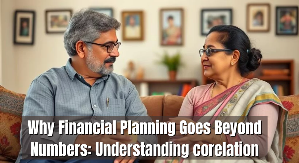 Two individuals engage in a thoughtful conversation about financial planning in a cozy living room filled with personal decor.